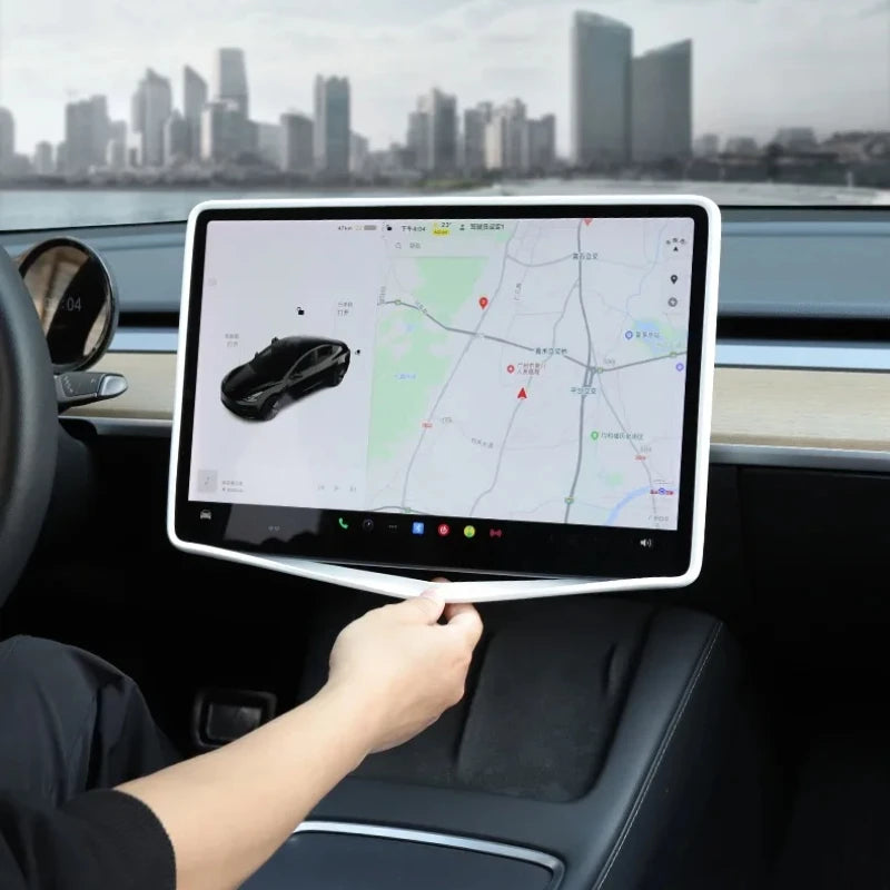 For Tesla Model 3 / Y Silicone Protective Frame Edge Cover Central Control Display Navigation Screen Protector Car Accessories Vue