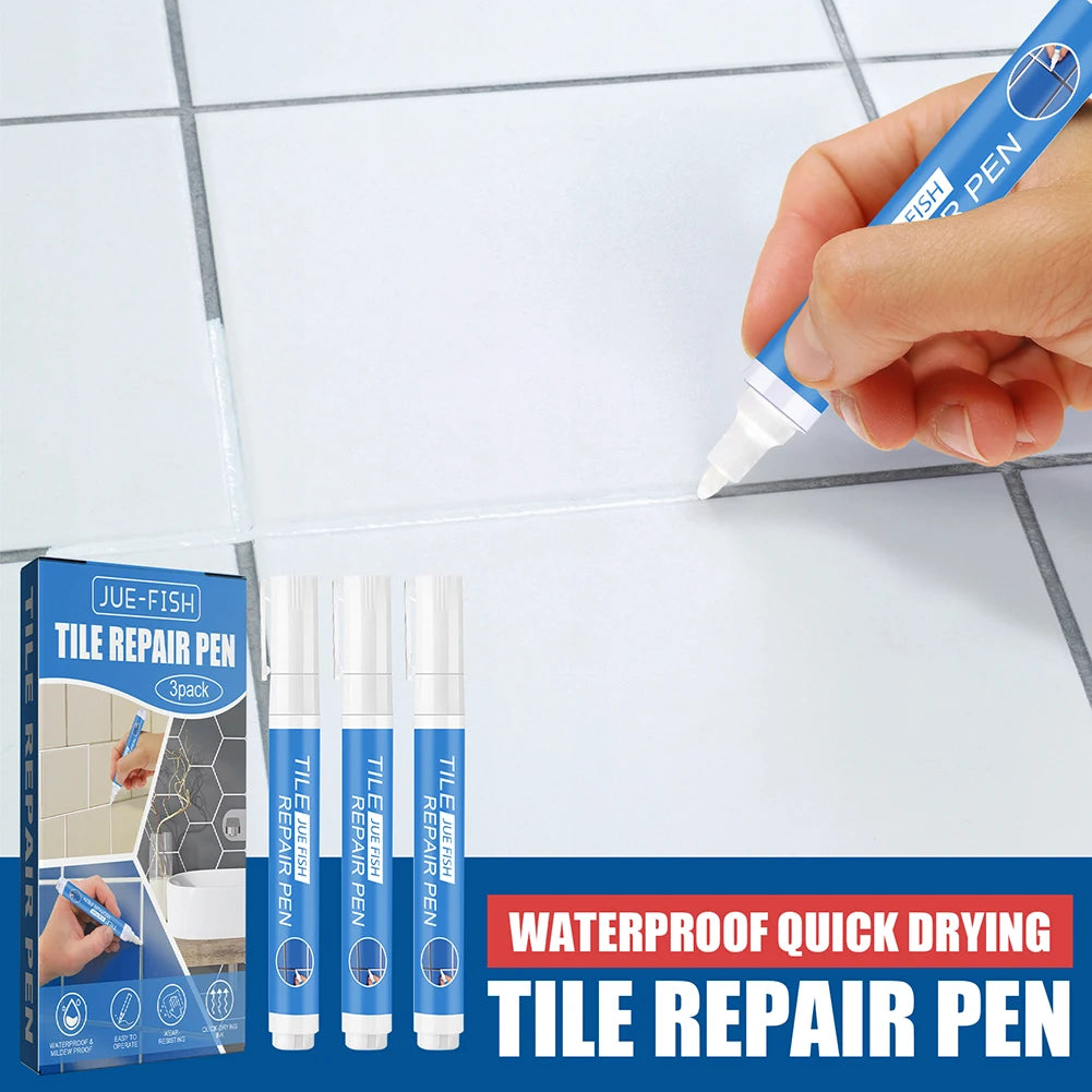 3pcs Tile Grout Paint Pen Mildew-proof Grout Pen White Tile Paint Marker Wall Grout Restorer Pen for Restoring Tile Wall Floor Vue
