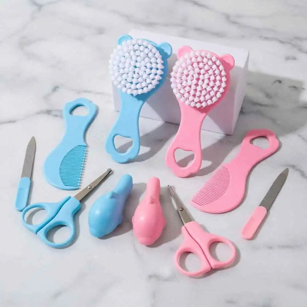 Baby Care Essential Kit Bristle Soft Infant Comb 5 Piece Grooming Set Cartoon Design Gentle Hair Brush Safe Vue