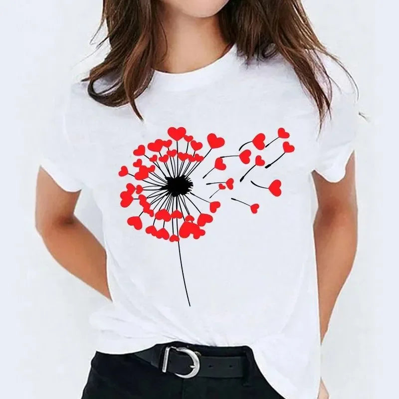 Oversized Cotton Graphic Tee for Women Short Sleeve Loose Fit Printed T-Shirt Summer Casual Streetwear Top Vue