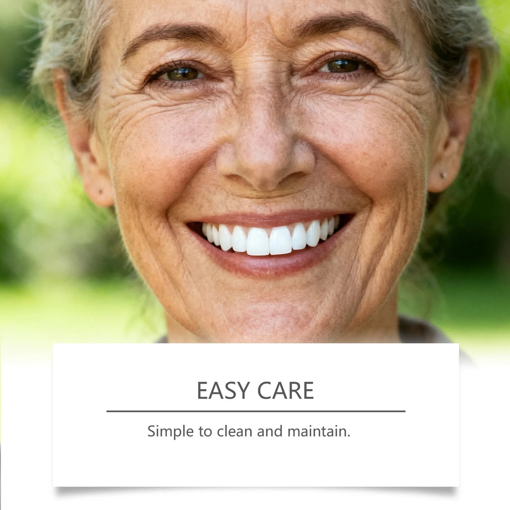 Senior-Focused Denture Care Kit - Resin Material, Comfort Fit, Natural Look, Easy Maintenance, Complete Care Solution Vue