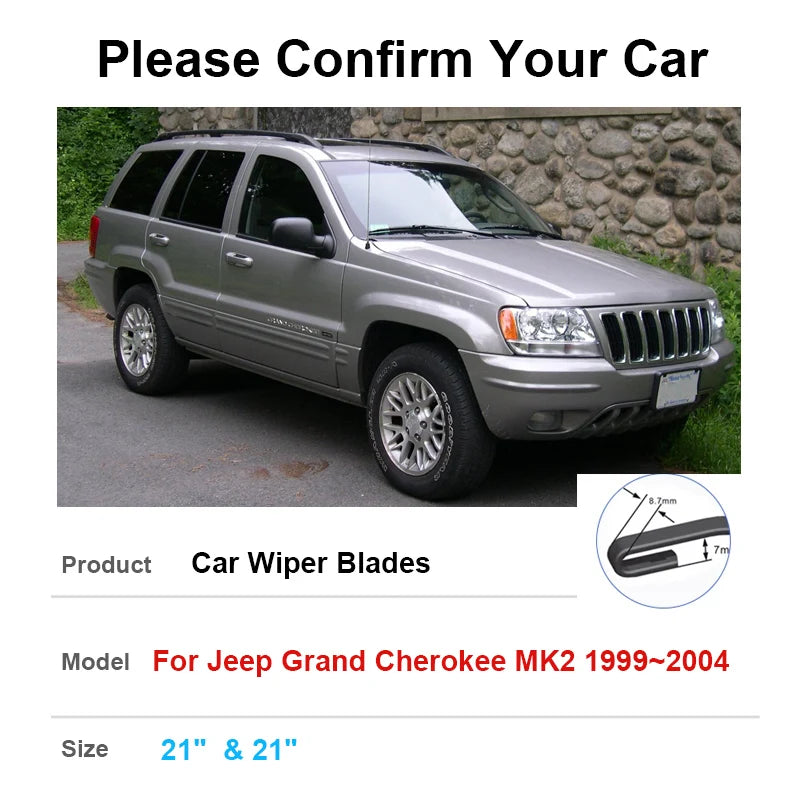 Car Wiper Blades For Jeep Grand Cherokee MK2 1999~2004 WJ WG Window Boneless Double Rubber Wipers Brushe Strip Tools Accessories Vue