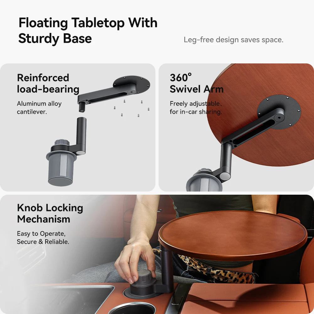 YZ Car Cup Holder Expander Adjustable for 360°Rotating Multifunctional Car Food Trays Eating &Cup Holder Tray Table Accessories Vue