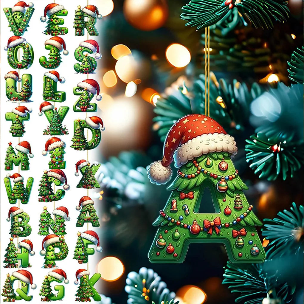 Acrylic Letter Christmas Ornaments – Full 26 Initial Tree Set Christmas Tree Ornament Vue