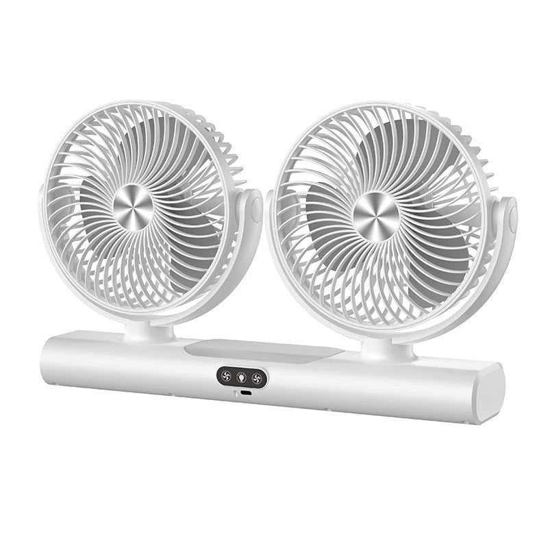 Rechargeable Dual-head Desk Fan Night Light 3-Speed Quiet Air Vue