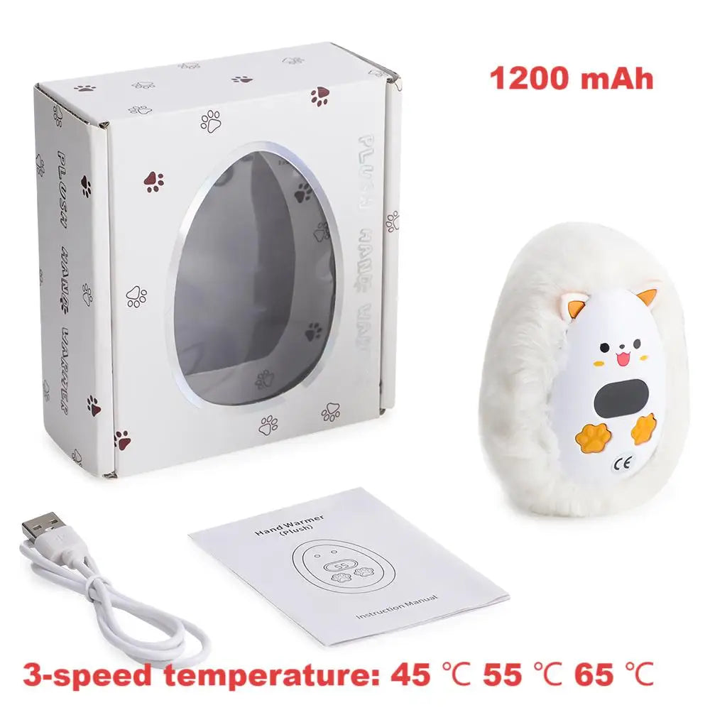 Mini Electric Hand Warmer Digital Display Thermostat Portable Plush Hand Warmer with Efficient Heating forWinter Office Home Use Vue WHITE China Mainland