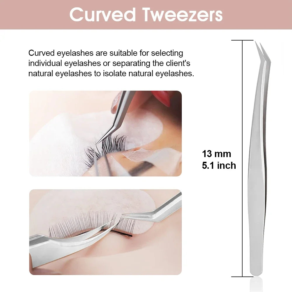 MASSCAKU 1pcs Set for Eyelash Extension Professional Tweezers Makeup Tools Easy to Use Ergonomically Comfortable to Grip Vue