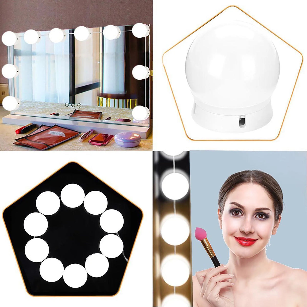 LED Makeup Comestic Mirror Light Kit with Dimmable Light Bulb Makeup Mirror Light Bulb Vue