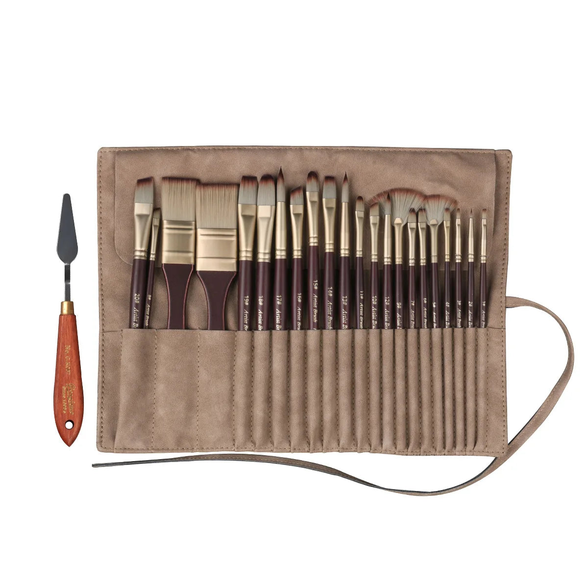Acrylic Paint Brushes Oil Paint Brushes Artist Paint Brushes Set Bag Pack with Scraper 25 Pcs Gouache Wooden Handle Brushes Vue 24 brush set