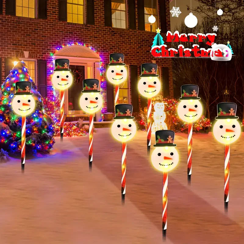 5-in-1 Solar Snowman Santa Garden Stake Lights Outdoor Christmas Yard Decor Solar Lawn Lights Waterproof Landscape Lights Vue