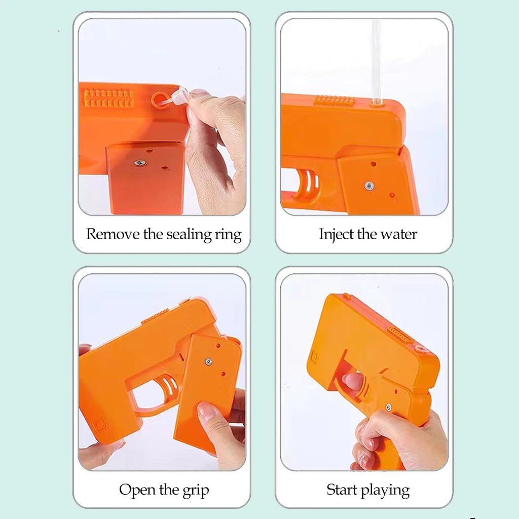 Folding Water Gun Toy, Simulate Shape of Mobile Phone Long Firing Range Outdoor Beach Bathroom Pool Play Water Gifts for Kids Vue