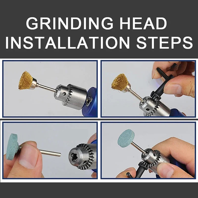 220V 13000rpm Stepless Speed-adjustable Handheld Mini Electric Grinder Polishing and Engraving Electric Drill 385 Type Motor Vue