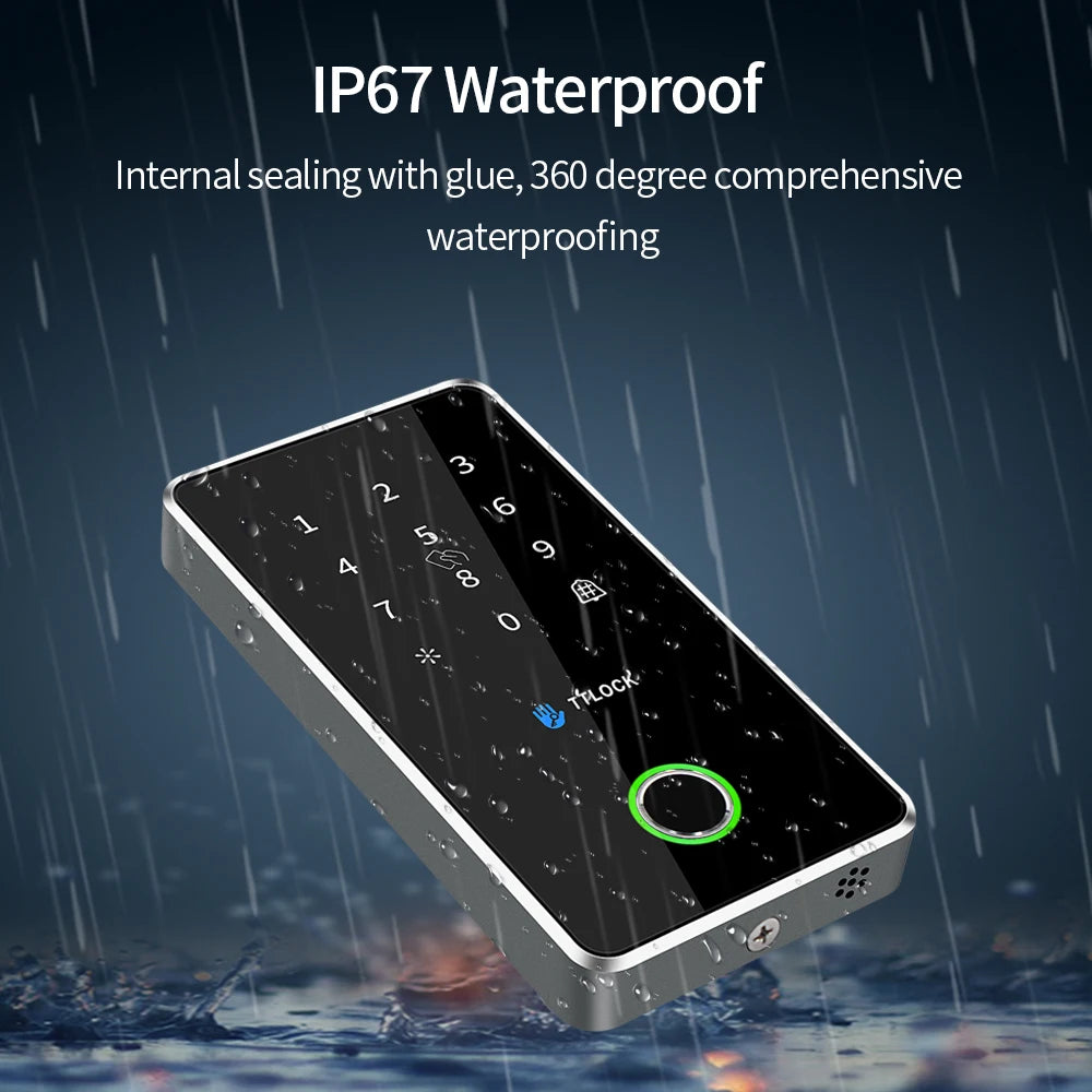 TTLOCK MJ02 Fingerprint Access Control Door System Opener Nfc Bluetooth Electric Gate Metal Keypad 13.56Mhz RFID Card Waterproof Vue