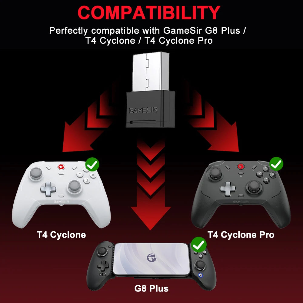 Gamesir G8 Galileo Plus G8+ T4 Cyclone and T4 Cyclone Pro 2.4g Wireless Dongle Receiver Gamepads Adpter Gaming Console Accessori Vue