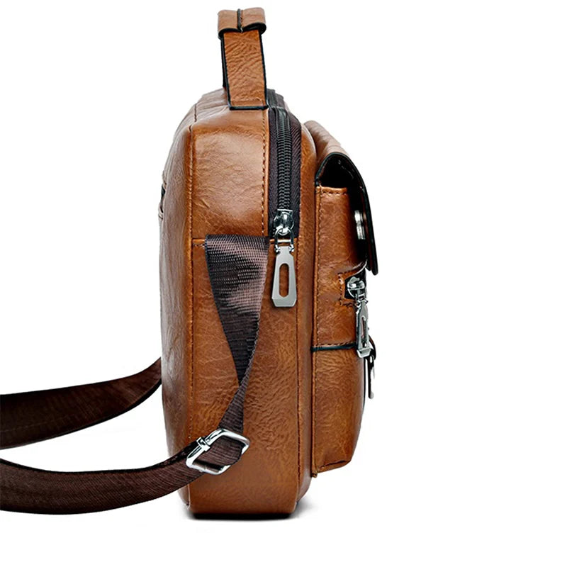 Men's Retro Messenger Bag Waterproof Design Large Capacity Laptop