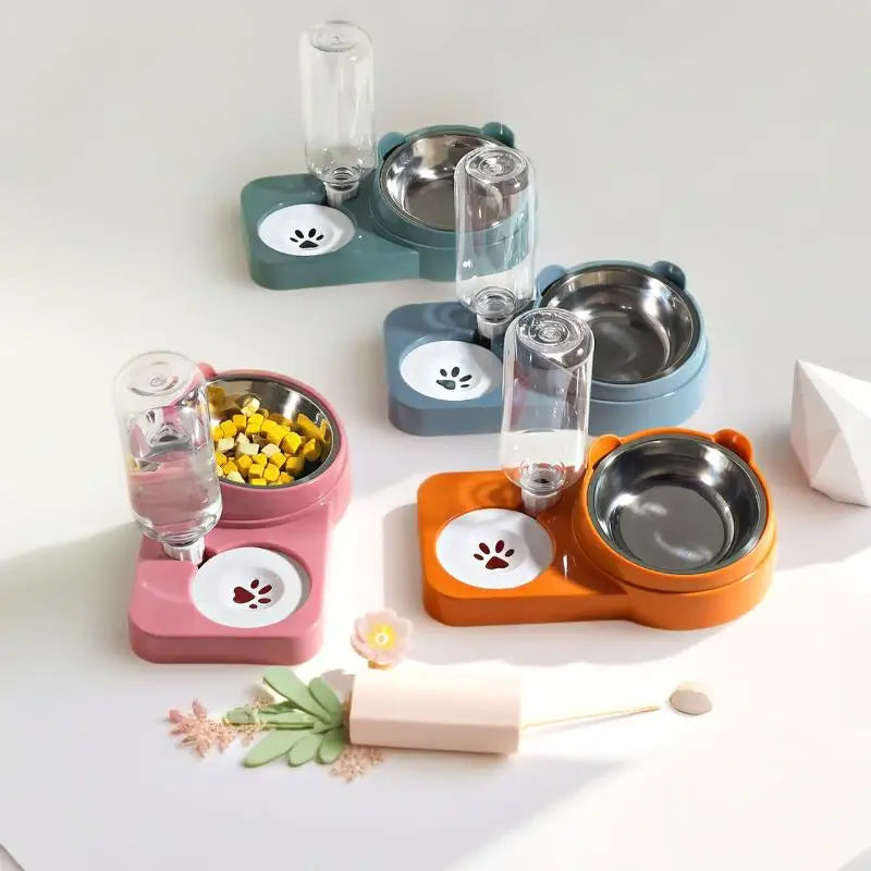 Convenient Pet Double Bowl Feeder Anti-Spill Practical for Home Use Vue