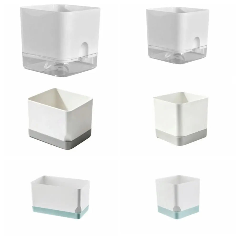Easy Care Square Shape Self Watering Plant Pots Drainage Hole Patchwork Plant Pots 2-Layer Design Plastic Flower Planters Office Vue