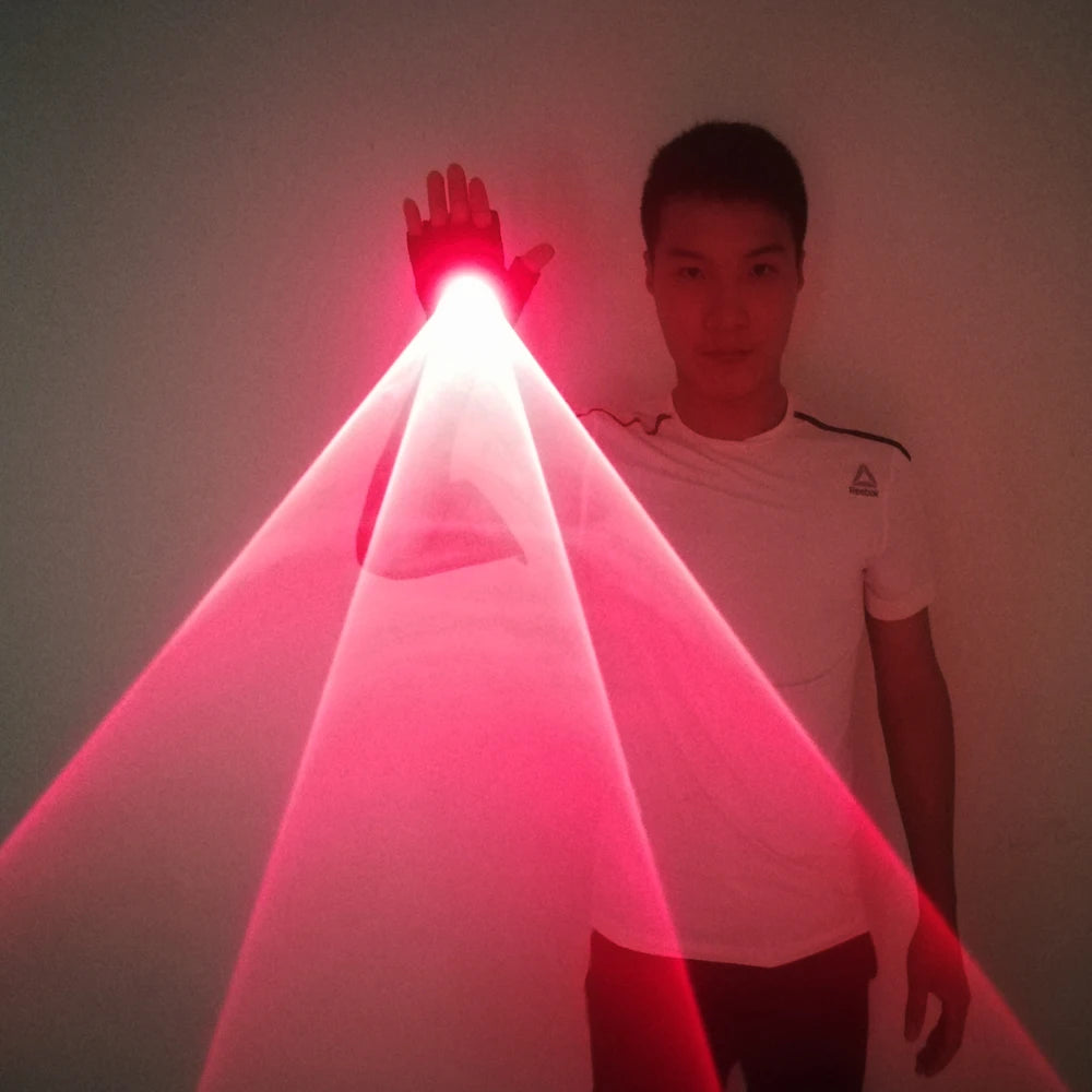 650nm Red Auto Rotating Laser Gloves Lazer Finger Lamp Whirlwind Handheld Cannon LED Palm Gyroscope Light Up Glasses Party Dec Vue