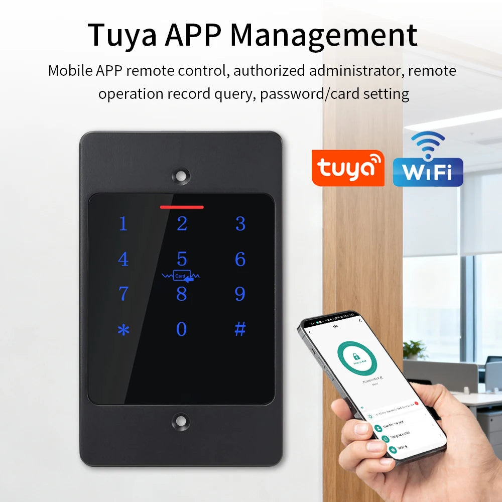 WiFi Tuya Smart Door Lock Keyboard RFID Access Controller Waterproof Metal Keypad Concealed Pit mounted Biometric Access Control Vue