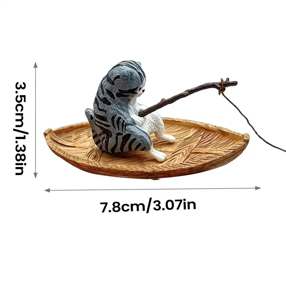 Cute Kitten Fishing Ornament Fish Tank Aquarium Decor for Garden Pond Home Office Landscaping Outdoor Aquatic River Vue B