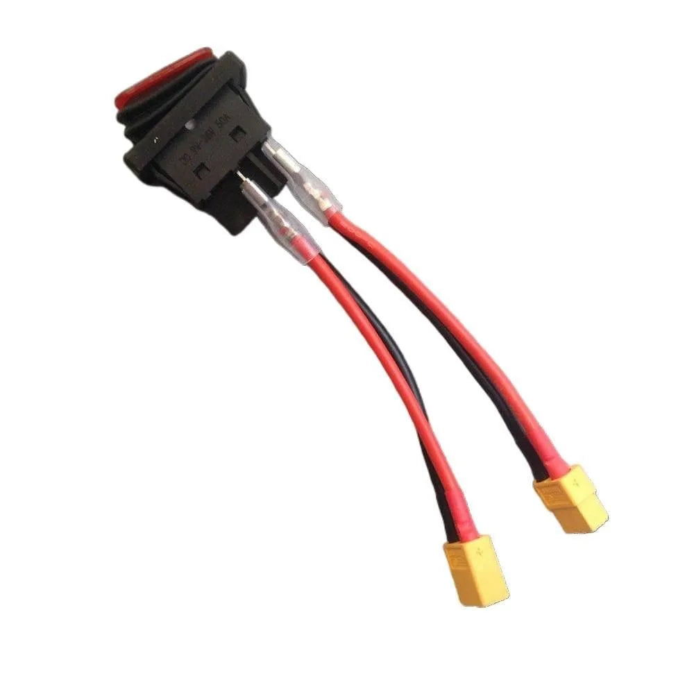 1PCS 9-36V T/XT60 Plug Waterproof Power Switch 4-pin 2-position 50A Large Current Silver Contact Point Power Switch with Red LED Vue XT60 Plug