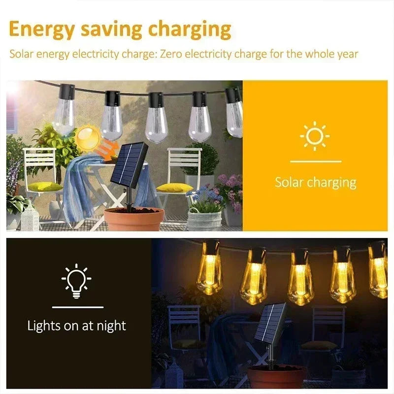 String Lights Outdoor Garland Connectable Shatterproof Waterproof Plastic LED Bulb Dimmable Patio Garden Decor Fairy Lighst Vue