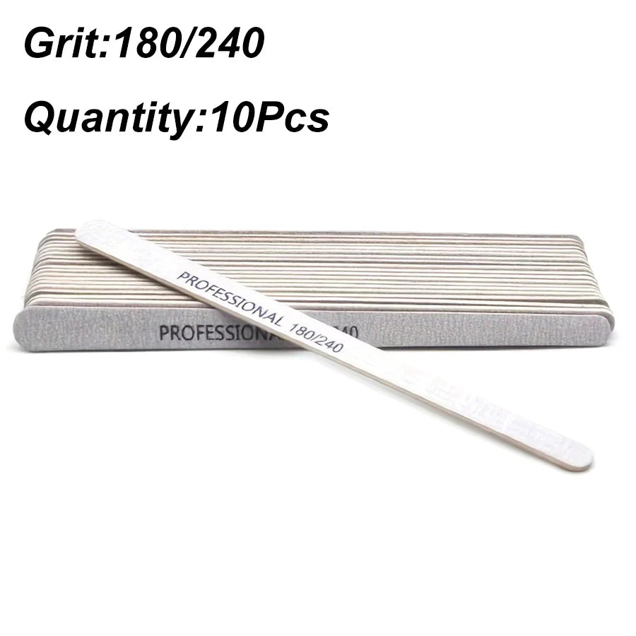 Grey Sandpaper Nail Files 100/180/240 Buffs For Manicure Pedicure Tools Material Srong Thick Nails File Kit Vue NGC-040-02-10
