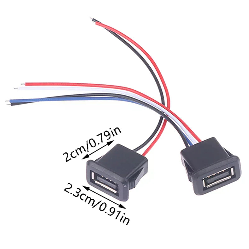 1PCS USB Charger Socket USB 2.0 Female Power Jack USB2.0 Charging Port Connector With Cable Vue