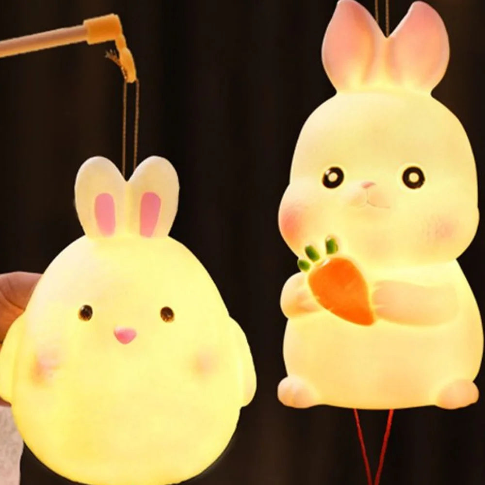 Cartoon Chinese Rabbit Lantern Blessing Handmade Portable Handheld Lamp Traditional Antique Lantern Kindergarten Vue