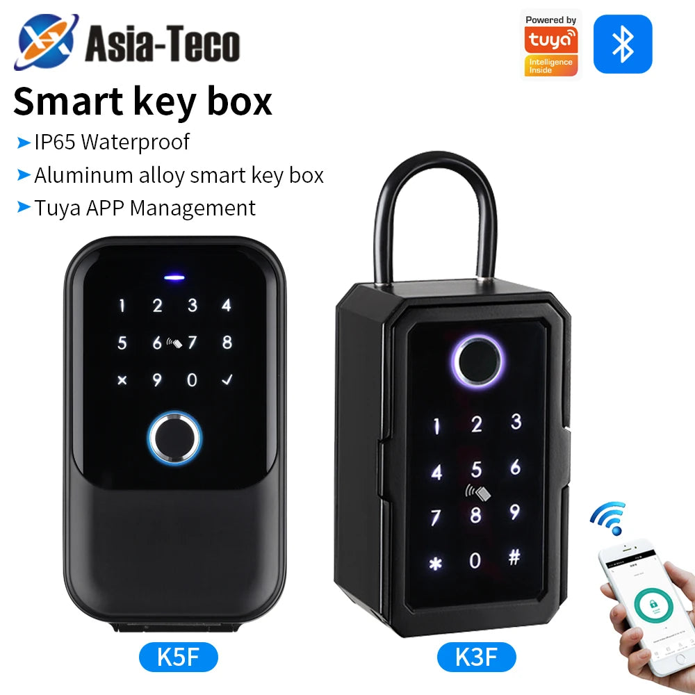TTlock/work with tuya app Password Smart Fingerprint Digital Card Smart Tuya Electronic Portable IP66 Smart Lock Box Vue