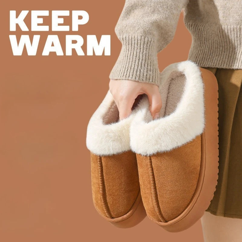 Winter Couple Slippers for Men and Women Indoor Outdoor Plush Fleece Lined Anti Slip Thick Sole Home Warm Cotton Shoes Vue