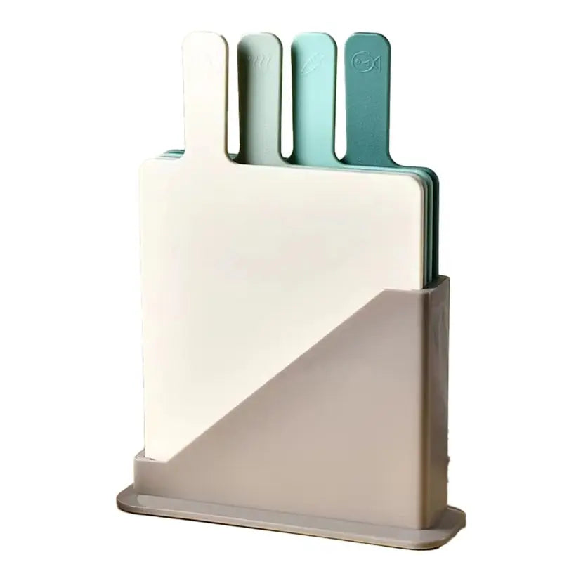 ABKW-4PCS Kitchen Sorting Cutting Board With Drain Storage Rack,Vegetable & Complementary Food Cutting Boards For Home Use Vue As Shown