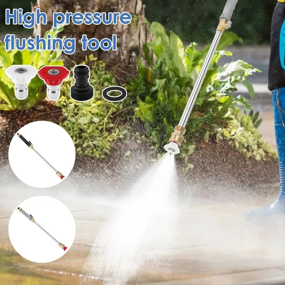 High Pressure Pressure Washer Wand Copper Nozzle Adjustable Garden Hose Nozzle Ergonomic Handle Extendable Water Spray Lance Vue
