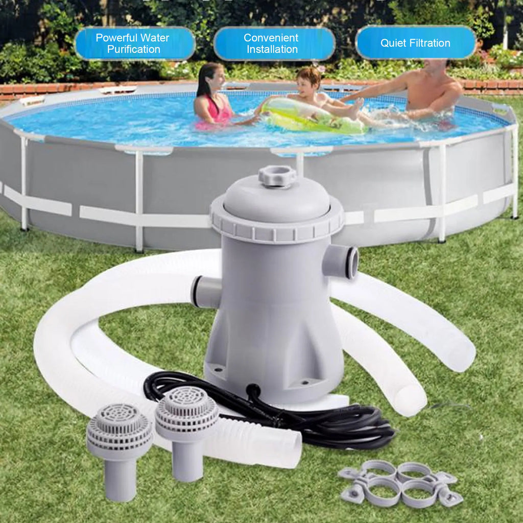 Inflatable Pool Filter Pump Kit Energy Saving 330 Gallon Swimming Pool Clear Cartridge Filter Pump ABS Electric for Household Vue