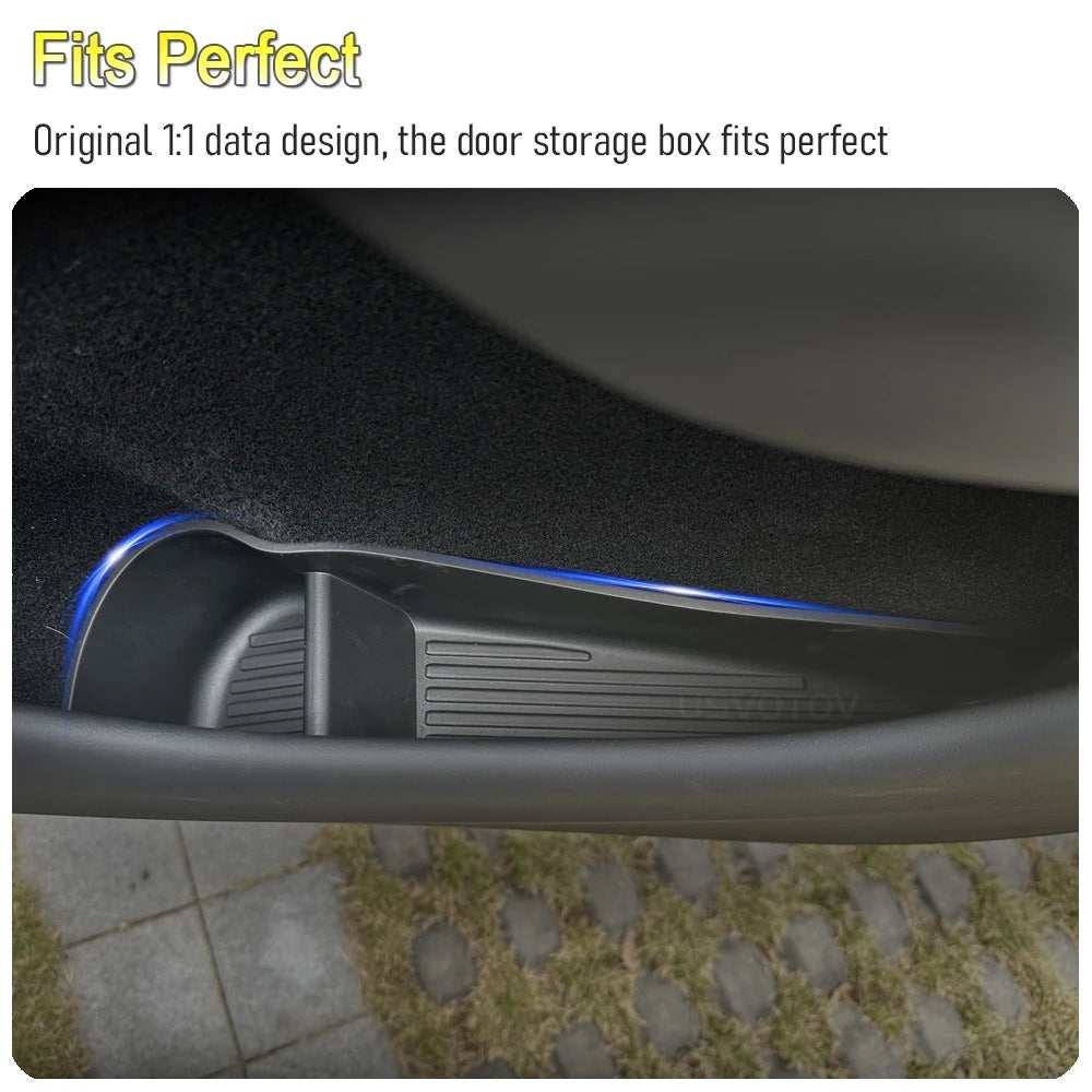 Door Side Storage Box and Trash Can for 2025 2026 Tesla Model 3 Y Juniper Model YL Accessories Door Insert Tray Organizer Liners Vue
