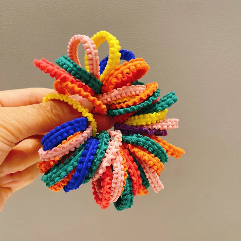 50pcs Girls Candy Color Hair Ties Elastic Hair Band Baby Cute Trendy Comfortable Headwear Hair Ties Kid Hair Accessories Vue
