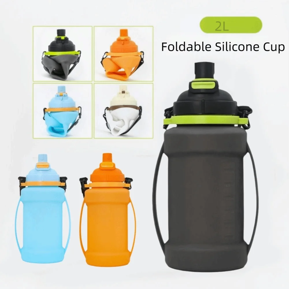 Large Capacity Silicone Water Bottle 2l Wide Mouth Folding Water Cup Outdoor Travel Portable Sports Water Kettle Easy To Carry Vue