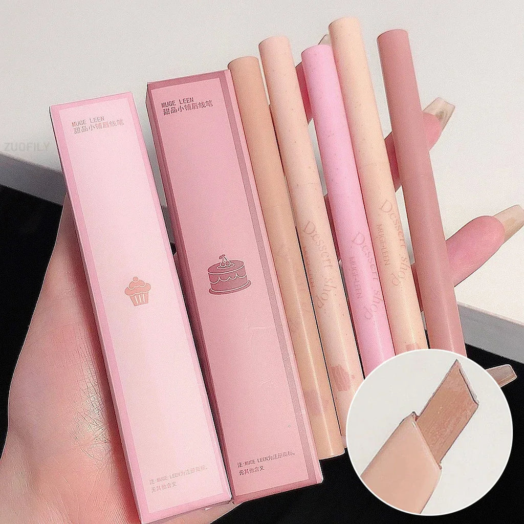 Matte Lip Liner Pen Long Lasting Contour Lipstick Non-stick Waterproof Smooth Velvet Lipliner Pencil Nude Pink Lip Tint Makeup Vue