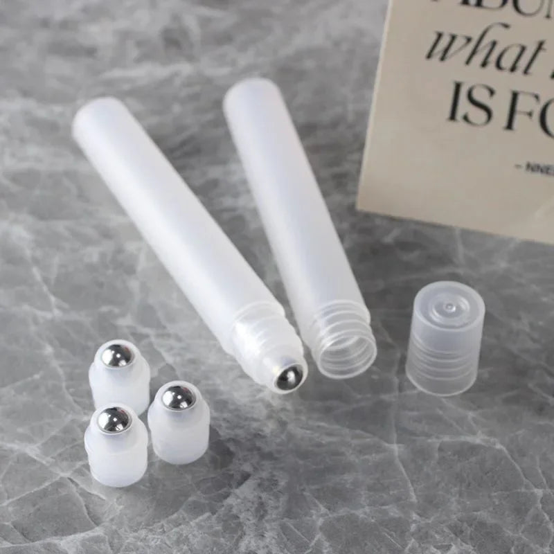 vvocci 10mlDispensing bottle Empty Perfume Roller Ball Bottle Plastic on Bottle with Steel Ball Liquids Oil Container Refillable Vue