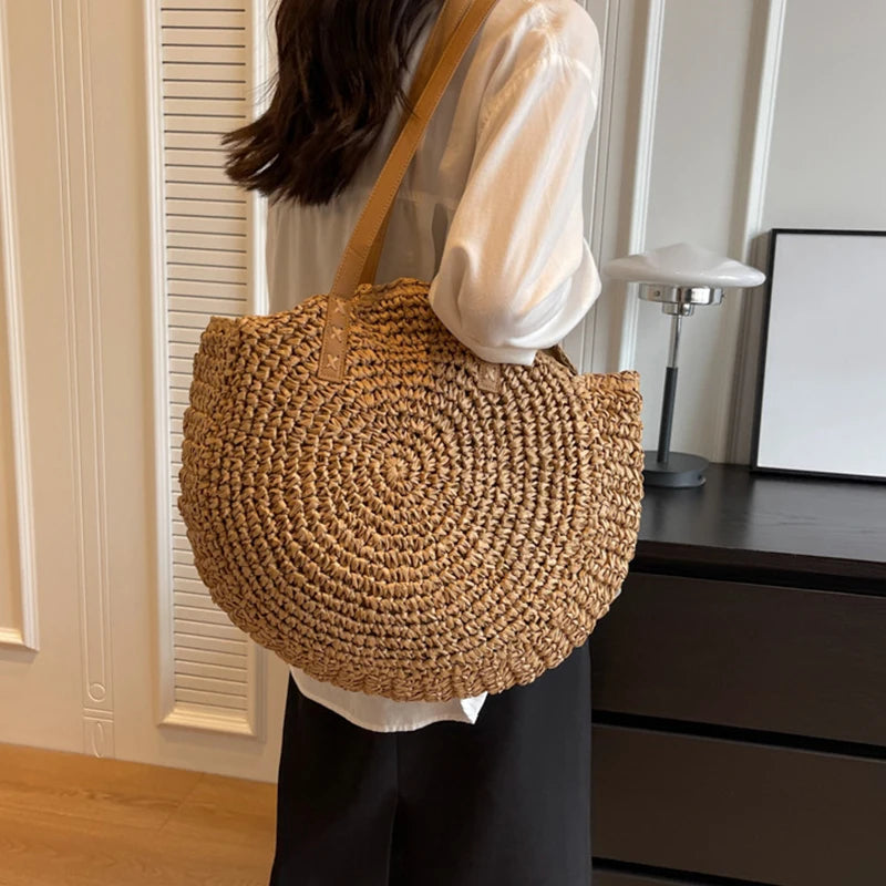 Fashion Large Capacity Handmade Straw Handbag Women Holiday Beach