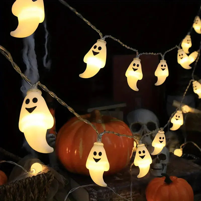 Halloween String Lights Battery-Powered Ghost Lights Cute Spooky Ghost Decor for Indoor Party Halloween Indoor Room Bedroom 817 Vue