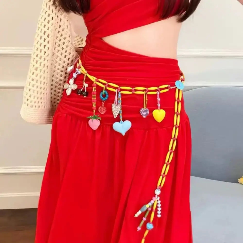 Colorful Beads Beaded Waist Chain Adjustable Belly Dopamine Vue