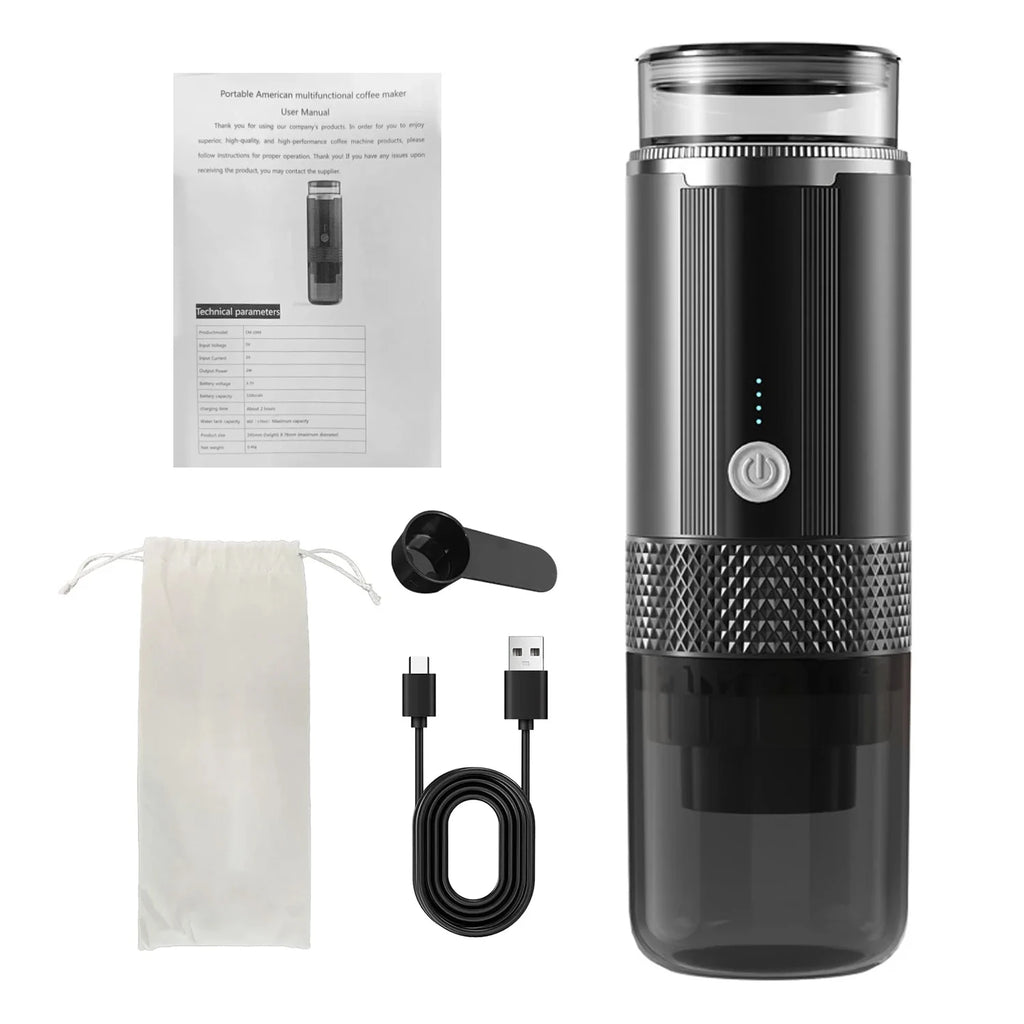 VIHAM Portable Rechargeable Espresso Maker for Travel & Camping Portable Espresso Maker Vue Black