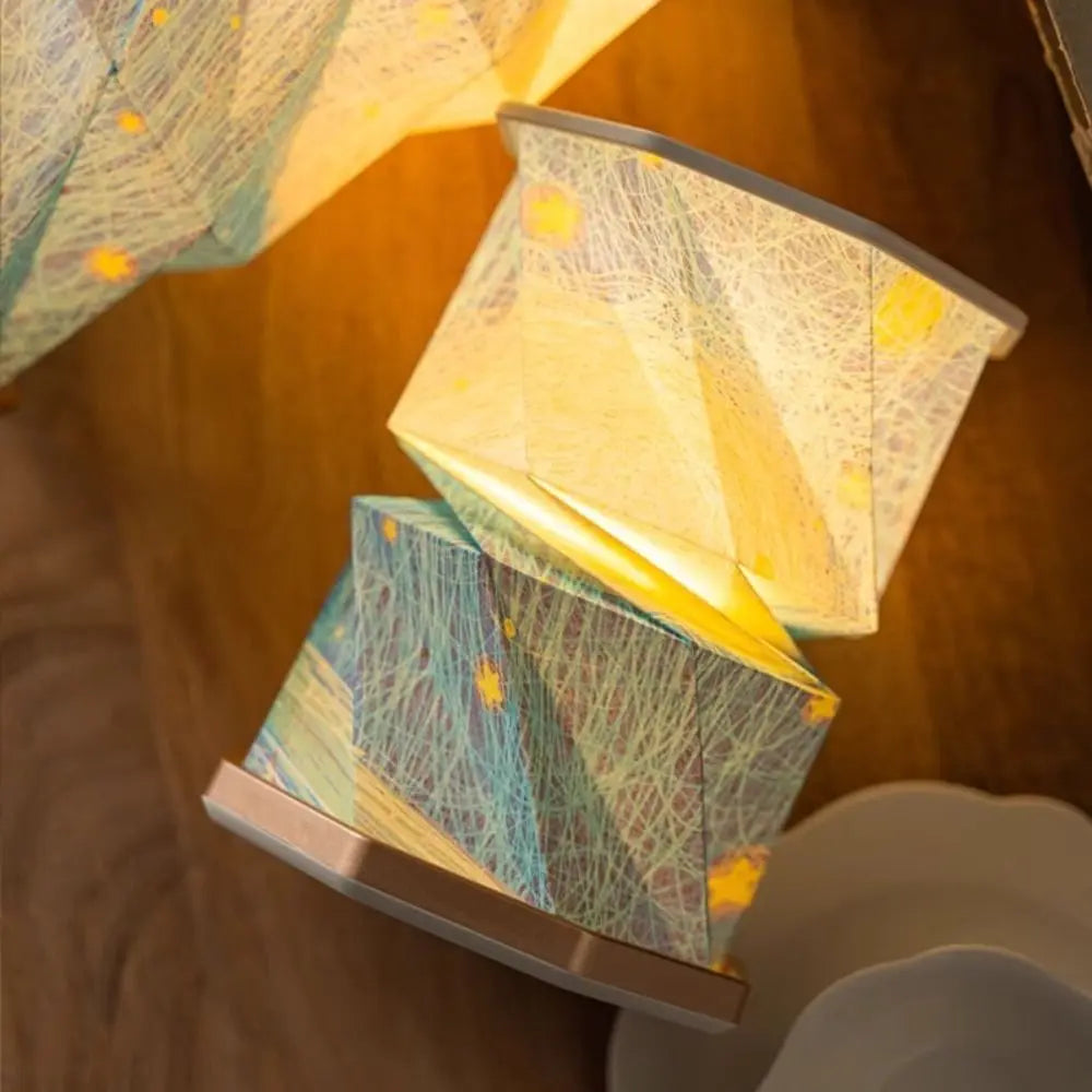 Portable Design Starry Night Light Starry Sky Pattern Creative Art Led Table Lamp Folding Paper LED Light Origami Lamp Vue