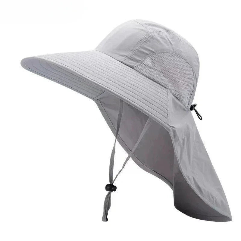 1/2/4PCS Sun Protection Bucket Hat for Men Wide Brim Fishing Cap with Neck Shade Face Flap Lightweight Summer Hiking Camping Vue Grey-1PC