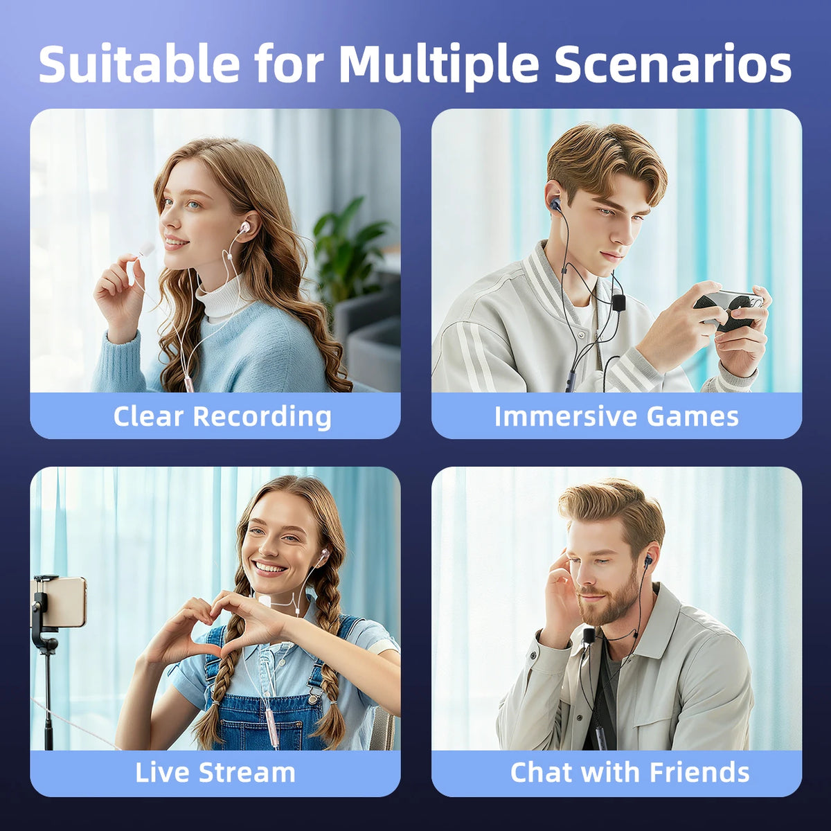 Sound Card Karaoke Earphones Professional Microphone Multi modes Real-time ear monitoring Type-C Vocal Mic for Huawei IOS Vue