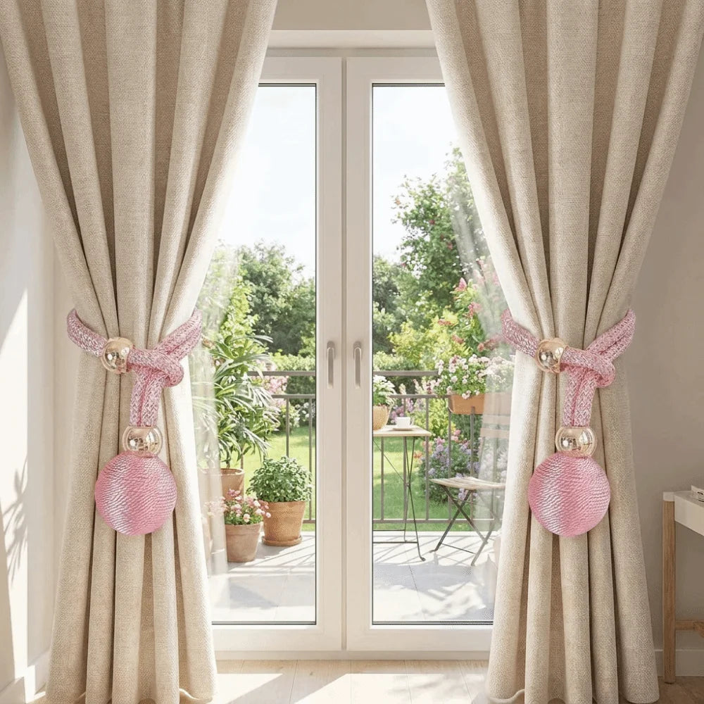1 Pair Fashion Adjustable Curtain Tie Straps with Ball Pendant Simple Curtain Binding Straps Decorative Curtain Fixer Office Vue
