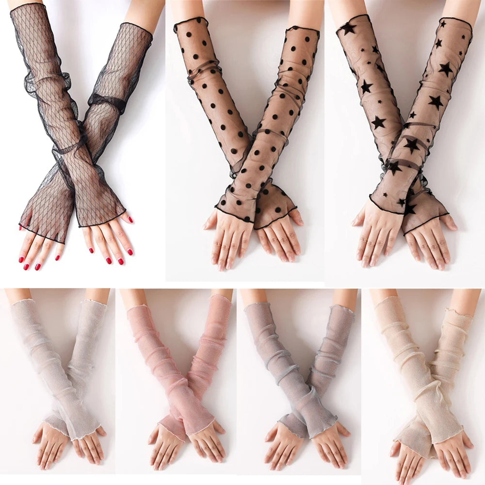 Women's Summer Sun Protection Sleeves Mesh Lace UV Thin Long-sleeved Vue