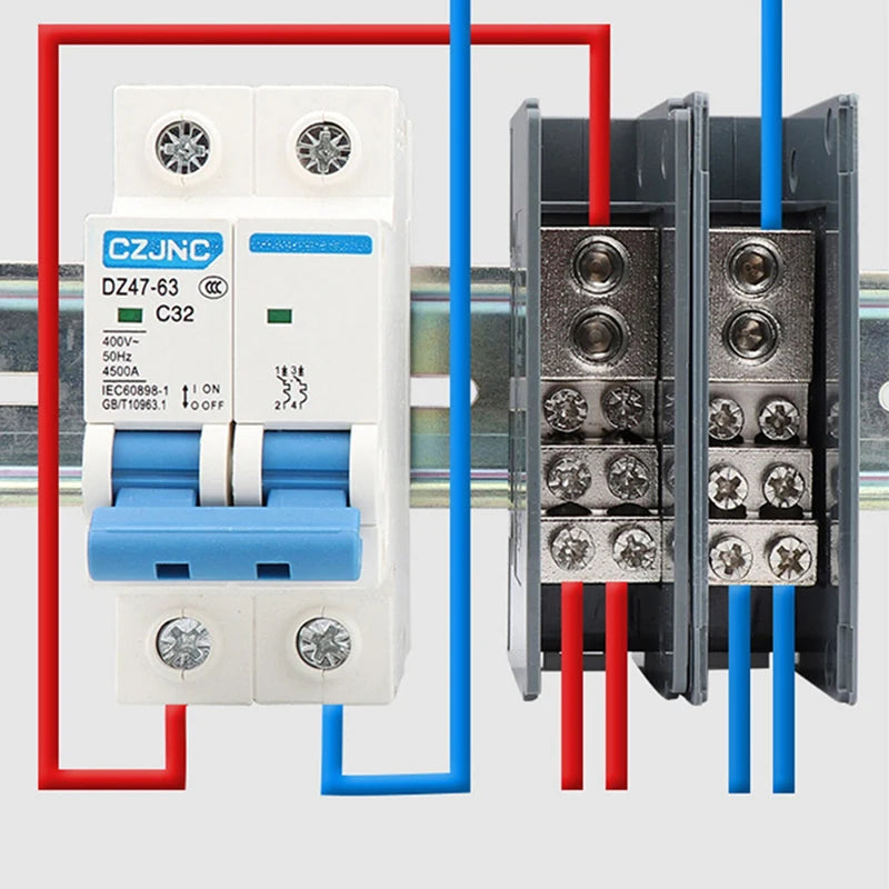 150A Din Rail Terminal Block Distribution Box One in Multiple out Universal Power Junction Box for Circuit Breaker Vue