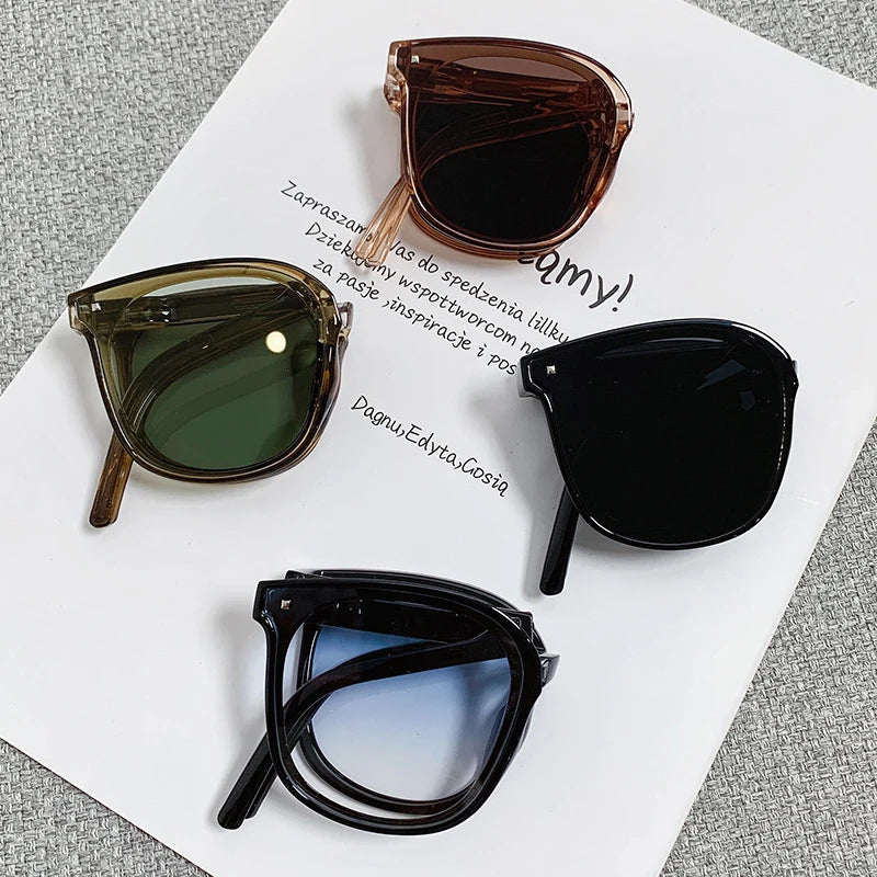 Outdoor UV400 Unisex Portable Collapsible Glasses Fashionable Women Folding Sunglasses Summer Wild Colorful Square Eyewear Vue